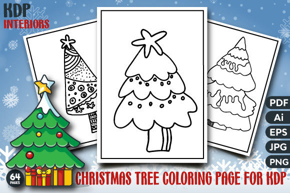 Christmas Tree Coloring Page for KDP: Ready Interiors
