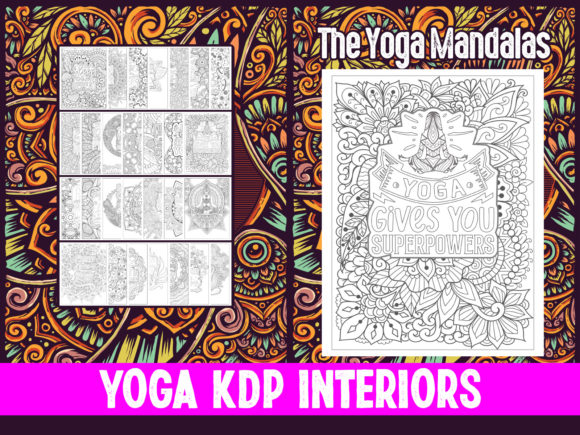 Yoga Mandala Coloring Page Design & KDP Interiors